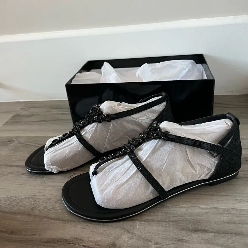 NWT G by Guess Deers black jeweled BLING sandals size 11 & 10. Glitter upper